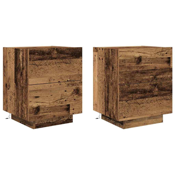 Dulap de noapte 2 pcs Lemn vechi 45 x 40 x 55 cm Lemn compozit - WALTI WALTI