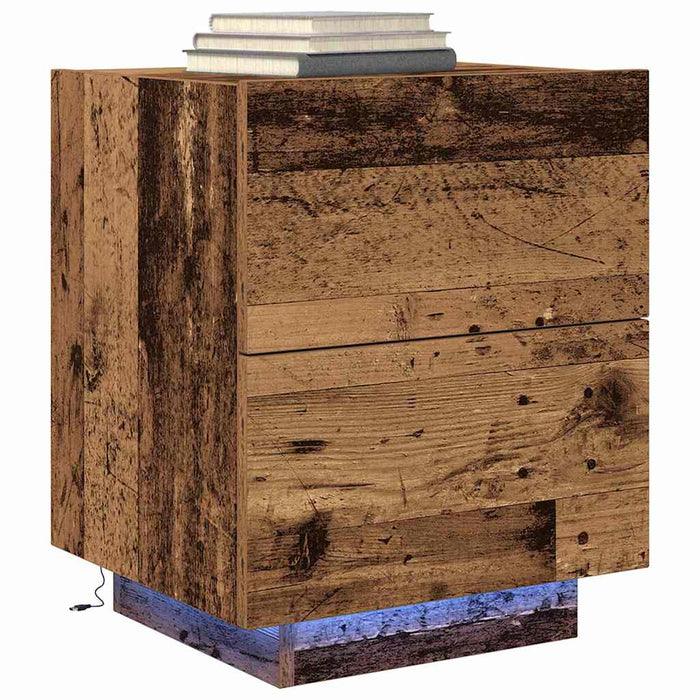 Dulap de noapte 2 pcs Lemn vechi 45 x 40 x 55 cm Lemn compozit - WALTI WALTI