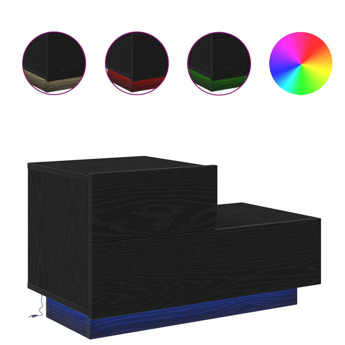 Dulap de noapte Stejar Negru 70 x 36 x 40,5 cm Lemn compozit - WALTI WALTI