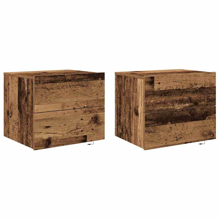 Dulap de noapte 2 pcs Lemn vechi 50 x 39 x 41 cm Lemn compozit - WALTI WALTI