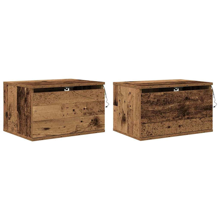 Noptieră suspendată cu sertar 2 pcs Lemn vechi Lemn compozit - WALTI WALTI