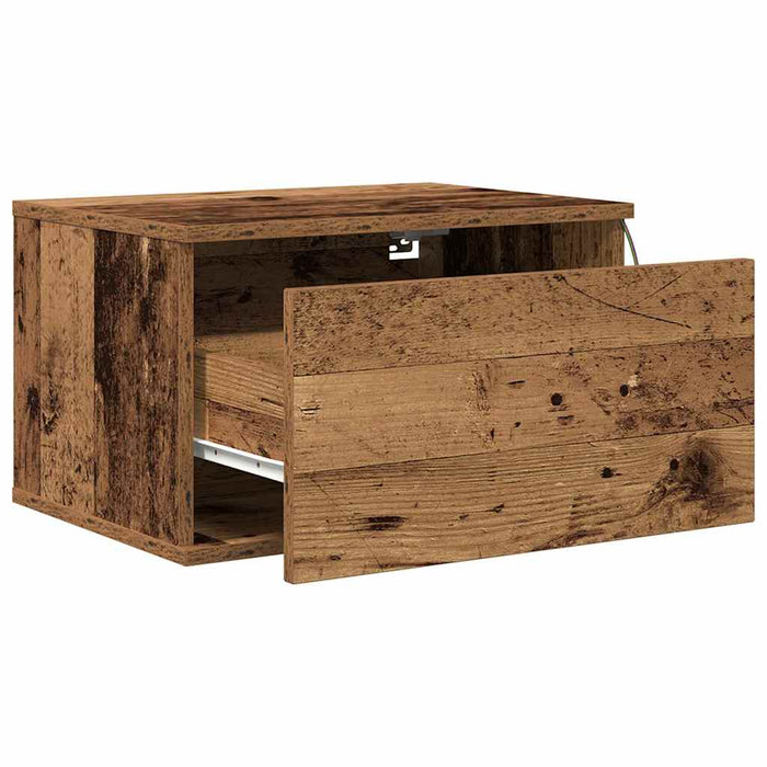 Noptieră suspendată cu sertar 2 pcs Lemn vechi Lemn compozit - WALTI WALTI