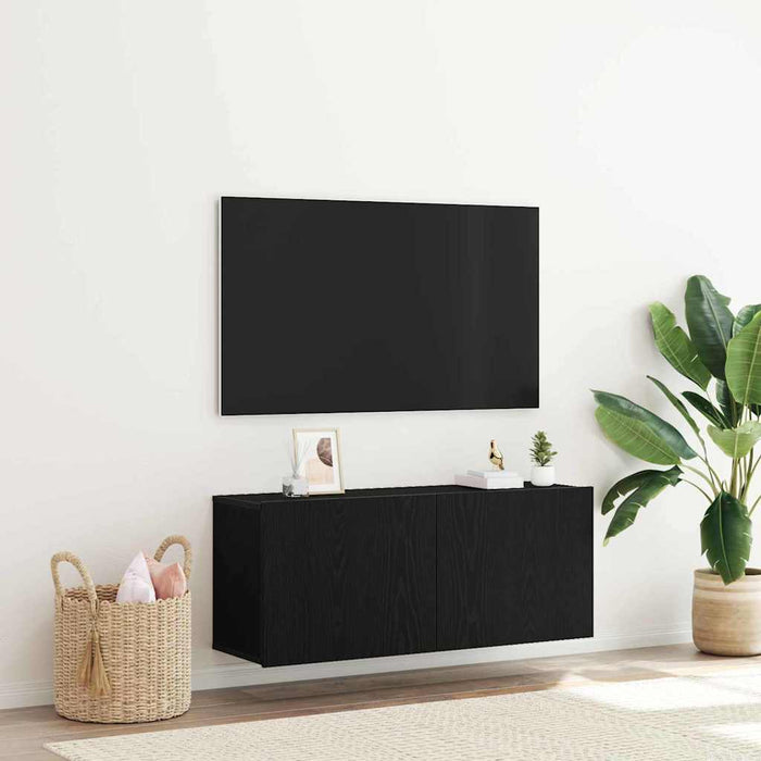 Set comodă TV Stejar Negru 100 x 30 x 41 cm Lemn compozit - WALTI WALTI