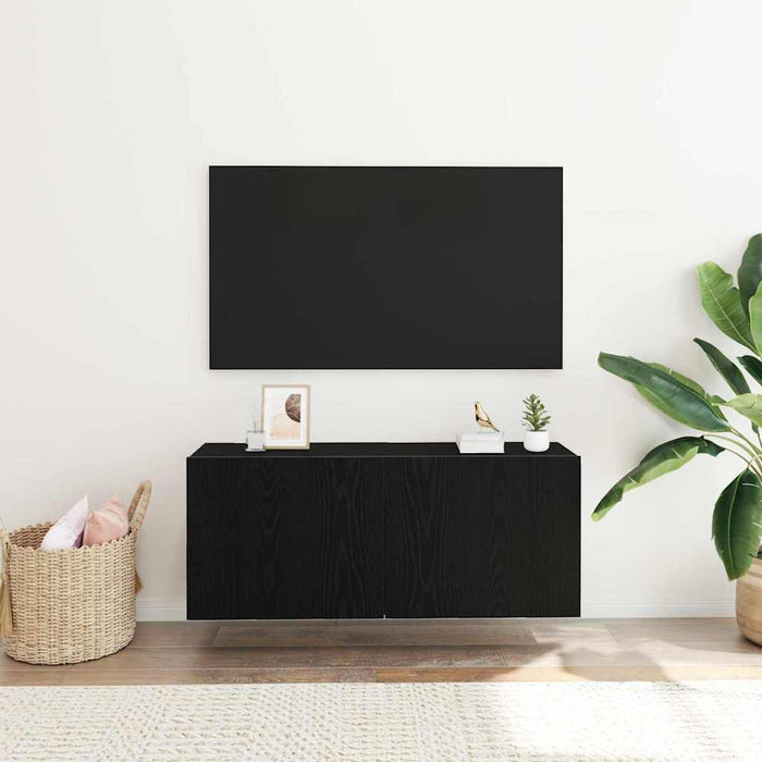 Set comodă TV Stejar Negru 100 x 30 x 41 cm Lemn compozit - WALTI WALTI