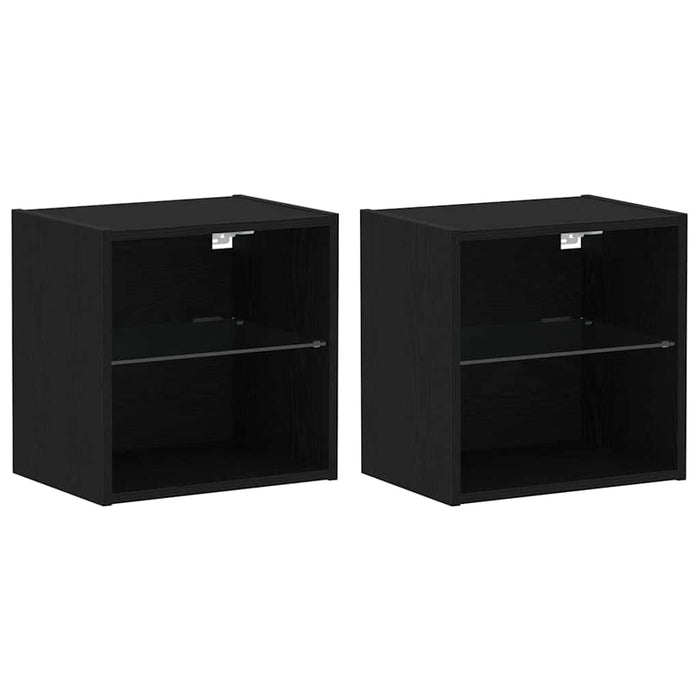 Raft suspendat 2 pcs Negru 40 x 28.5 x 40 cm Lemn compozit - WALTI WALTI