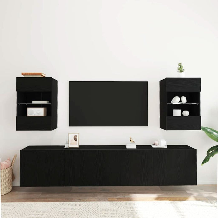 Cabinet TV 2 pcs Negru 40 x 30 x 60.5 cm Lemn compozit - WALTI WALTI