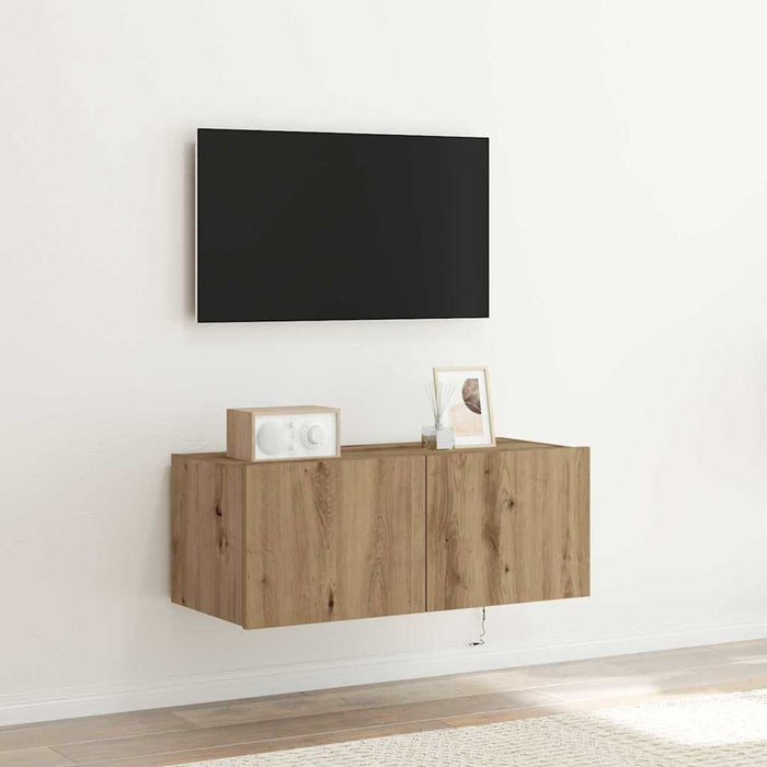 Dulap TV de perete Pe perete Stejar Artizanal 80 x 35 x 31 cm - WALTI WALTI