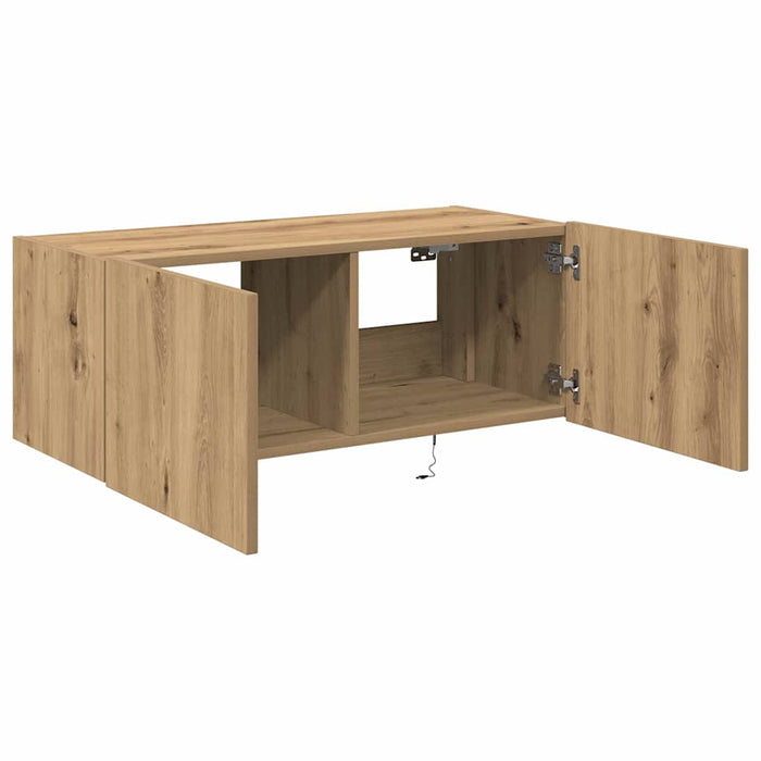 Dulap TV de perete Pe perete Stejar Artizanal 80 x 35 x 31 cm - WALTI WALTI