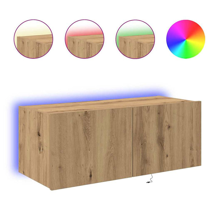Dulap TV de perete Pe perete Stejar Artizanal 80 x 35 x 31 cm - WALTI WALTI