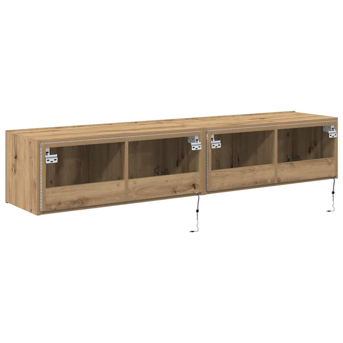 Dulap TV de perete 2 pcs Stejar Artizanal 80 x 35 x 31 cm - WALTI WALTI