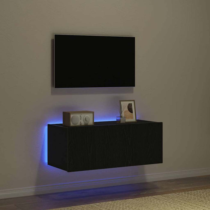 Dulap TV de perete Stejar Negru 80 x 35 x 31 cm Lemn compozit - WALTI WALTI