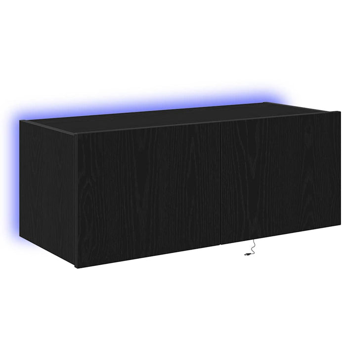 Dulap TV de perete Stejar Negru 80 x 35 x 31 cm Lemn compozit - WALTI WALTI
