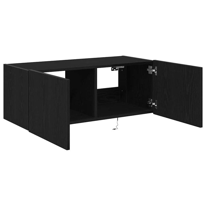 Dulap TV de perete Stejar Negru 80 x 35 x 31 cm Lemn compozit - WALTI WALTI