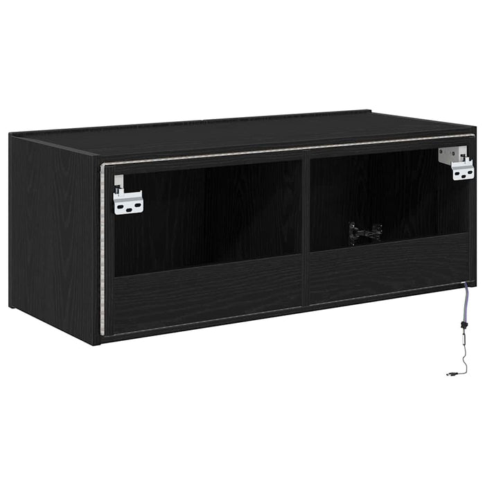 Dulap TV de perete Stejar Negru 80 x 35 x 31 cm Lemn compozit - WALTI WALTI