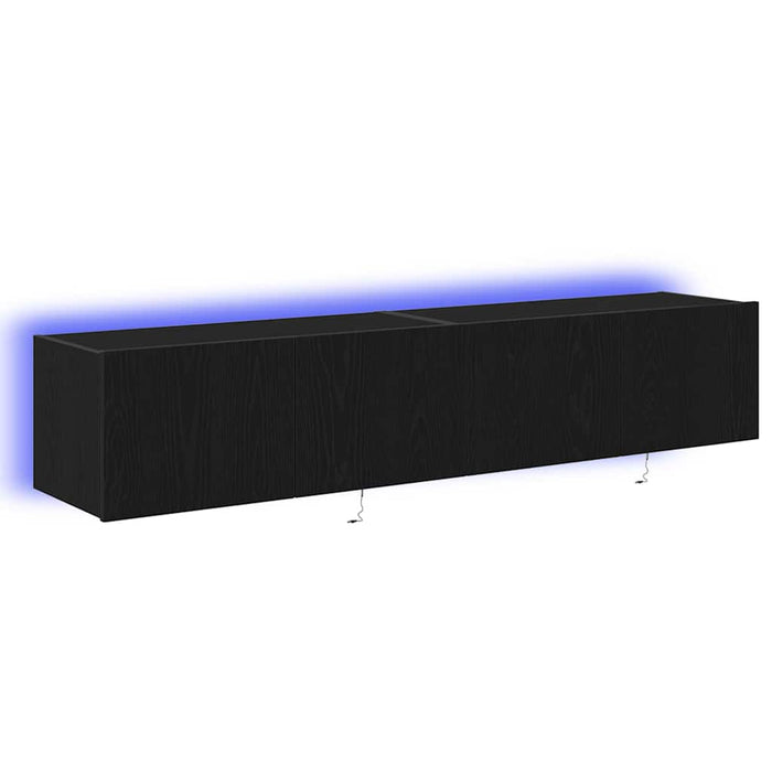 Dulap TV de perete Pe perete 2 pcs Stejar Negru 80 x 35 x 31 cm - WALTI WALTI