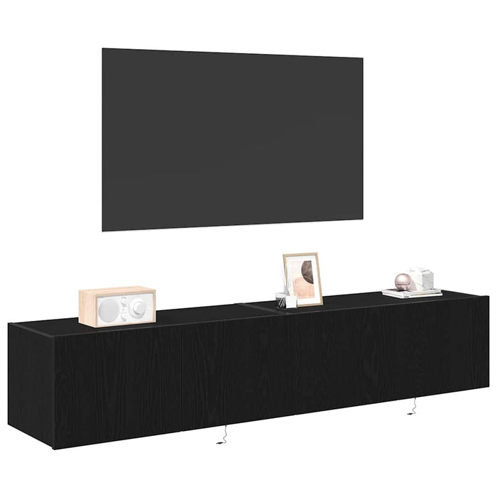 Dulap TV de perete Pe perete 2 pcs Stejar Negru 80 x 35 x 31 cm - WALTI WALTI