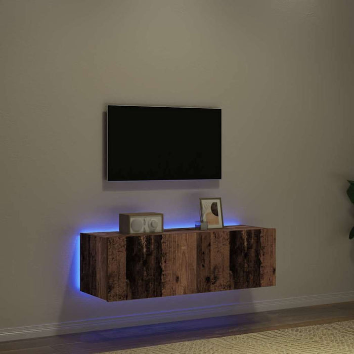 Dulap TV de perete Pe perete 2 pcs Lemn Vechi 100 x 35 x 31 cm - WALTI WALTI