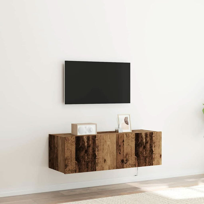 Dulap TV de perete Pe perete 2 pcs Lemn Vechi 100 x 35 x 31 cm - WALTI WALTI