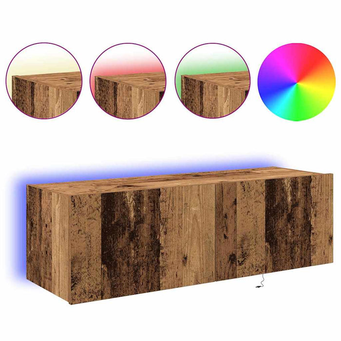 Dulap TV de perete Pe perete 2 pcs Lemn Vechi 100 x 35 x 31 cm - WALTI WALTI