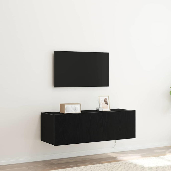 Dulap TV de perete 2 pcs Stejar Negru 100 x 35 x 31 cm - WALTI WALTI