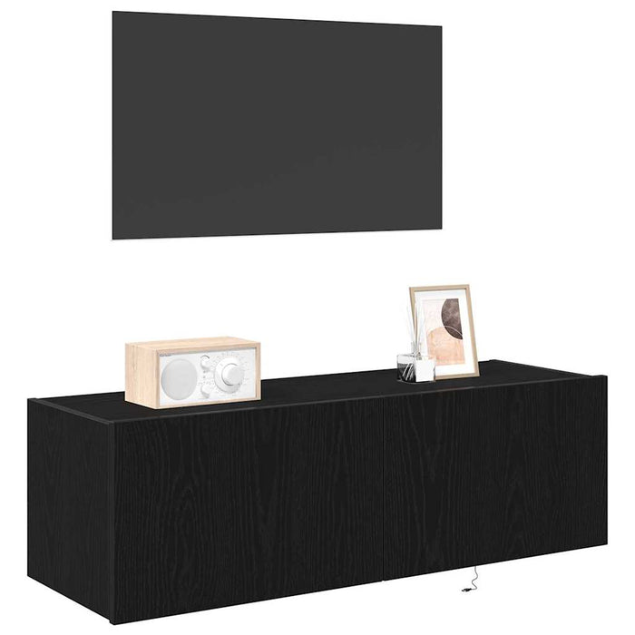Dulap TV de perete 2 pcs Stejar Negru 100 x 35 x 31 cm - WALTI WALTI