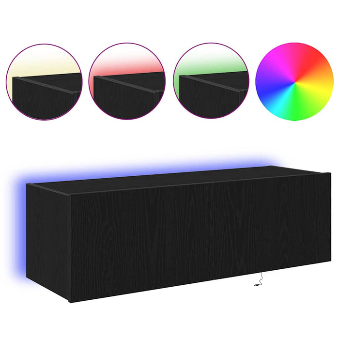 Dulap TV de perete 2 pcs Stejar Negru 100 x 35 x 31 cm - WALTI WALTI