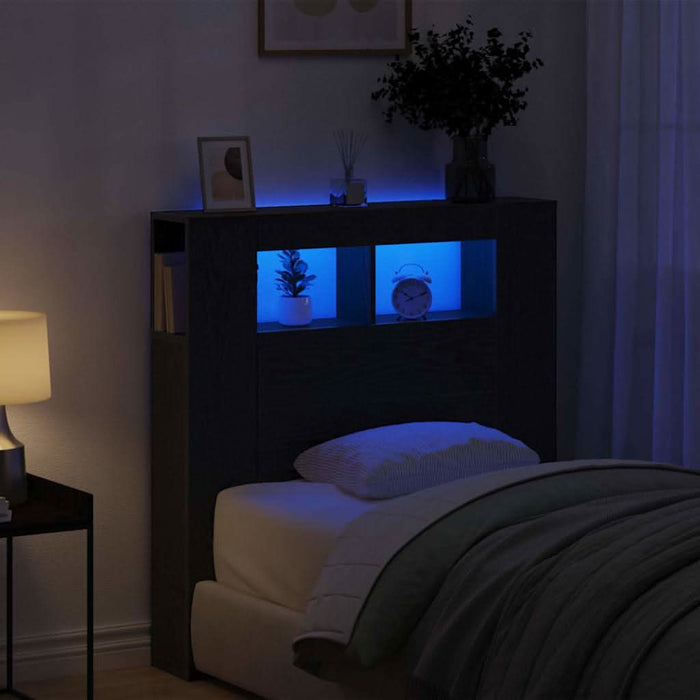 Tăblie LED Stejar Negru 100 x 18,5 x 103,5 cm Lemn compozit - WALTI WALTI