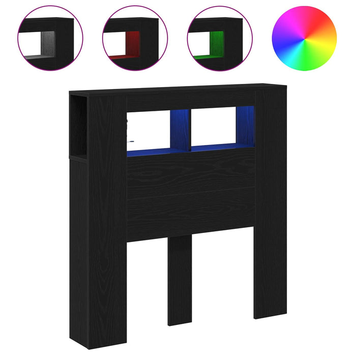 Tăblie LED Stejar Negru 100 x 18,5 x 103,5 cm Lemn compozit - WALTI WALTI