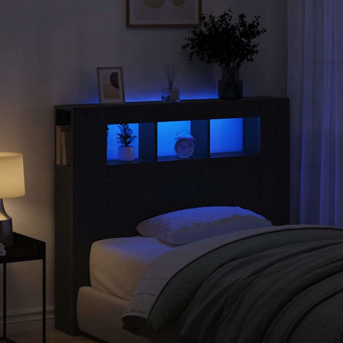 Tăblie LED Stejar Negru 120 x 18,5 x 103,5 cm Lemn compozit - WALTI WALTI