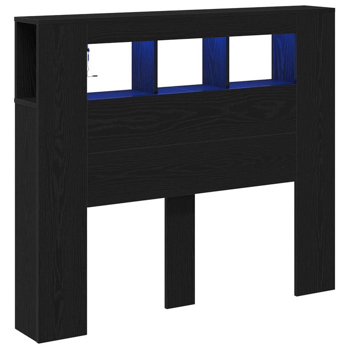 Tăblie LED Stejar Negru 120 x 18,5 x 103,5 cm Lemn compozit - WALTI WALTI