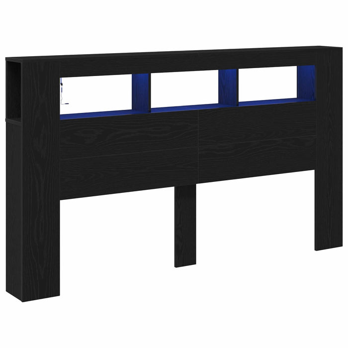 Tăblie LED Stejar Negru 180 x 18,5 x 103,5 cm Lemn compozit - WALTI WALTI