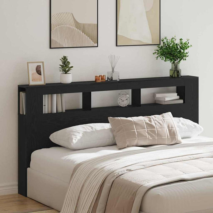 Tăblie LED Stejar Negru 200 x 18,5 x 103,5 cm Lemn compozit - WALTI WALTI