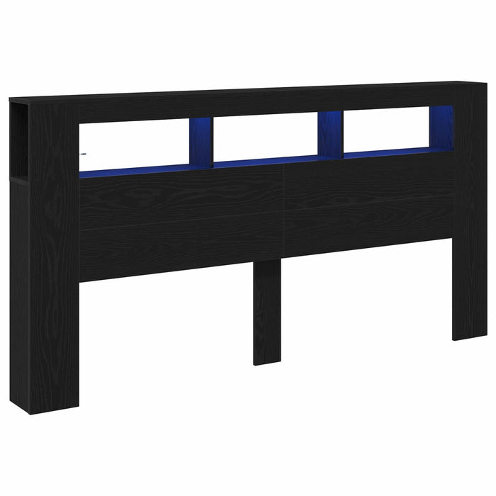 Tăblie LED Stejar Negru 200 x 18,5 x 103,5 cm Lemn compozit - WALTI WALTI