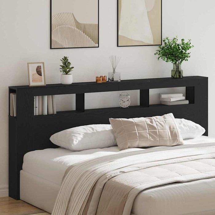 Tăblie LED Stejar Negru 220 x 18,5 x 103,5 cm Lemn compozit - WALTI WALTI