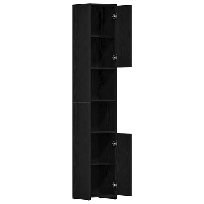 Dulap de baie din stejar negru 30x30x183,5 cm, lemn prelucrat - WALTI WALTI