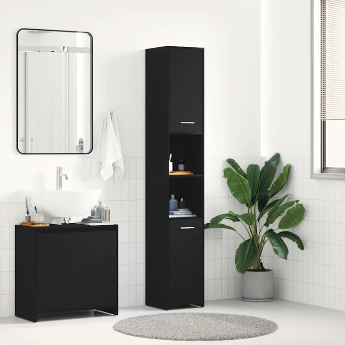Dulap de baie din stejar negru 30x30x183,5 cm, lemn prelucrat - WALTI WALTI