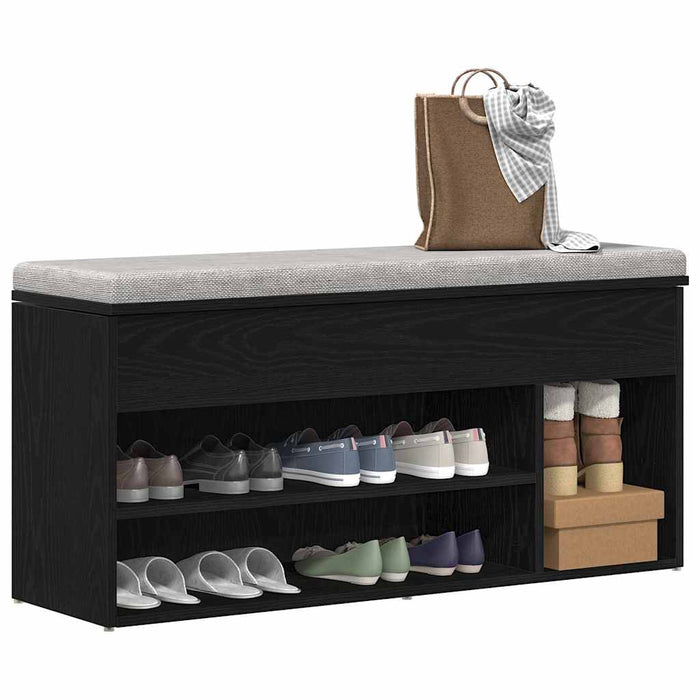 Bancă de pantofi Stejar negru 102x30,5x45 cm Lemn prelucrat - WALTI WALTI