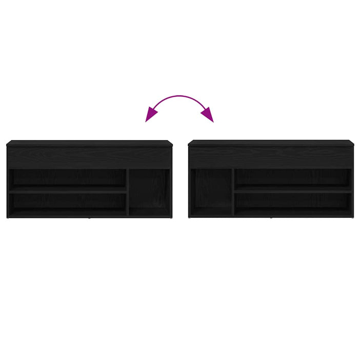 Bancă de pantofi Stejar negru 102x30,5x45 cm Lemn prelucrat - WALTI WALTI