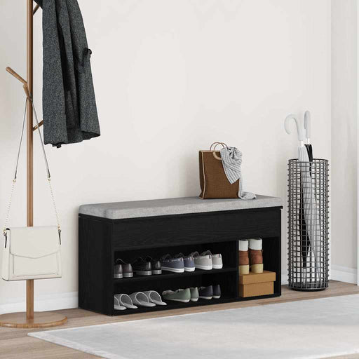 Bancă de pantofi Stejar negru 102x30,5x45 cm Lemn prelucrat - WALTI WALTI