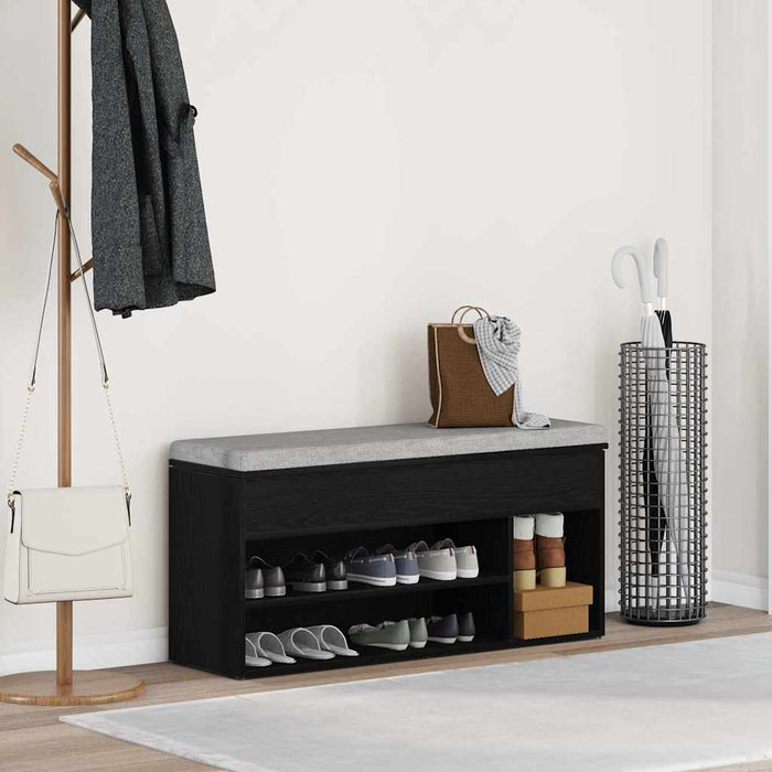 Bancă de pantofi Stejar negru 102x30,5x45 cm Lemn prelucrat - WALTI WALTI