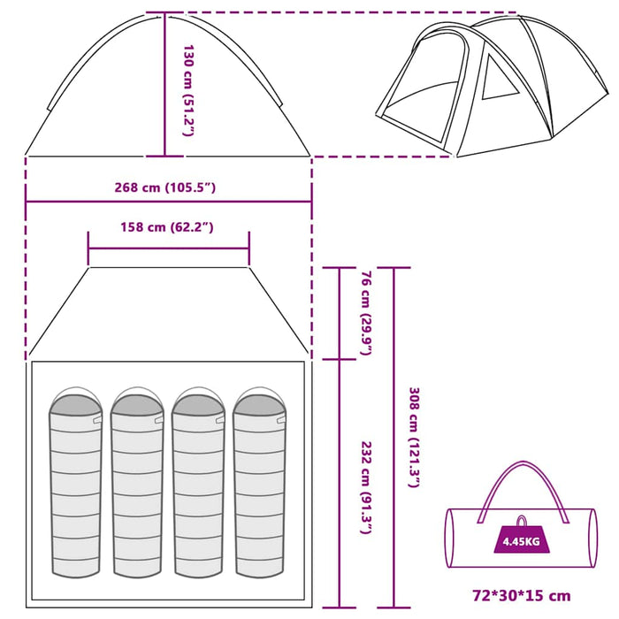 Cort de Camping Gri și portocaliu 308 x 268 x 130 cm Poliester - WALTI WALTI