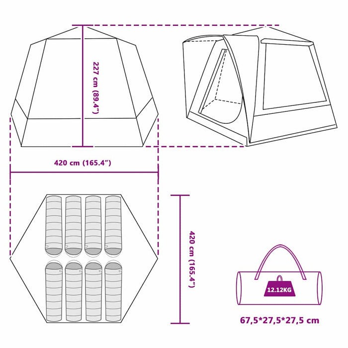 Cort de Camping Gri și portocaliu 420 x 420 x 227 cm Poliester - WALTI WALTI