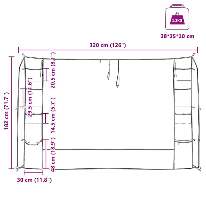 Organizator de cort suspendat Gri și Albastru 320 x 182 cm - WALTI WALTI