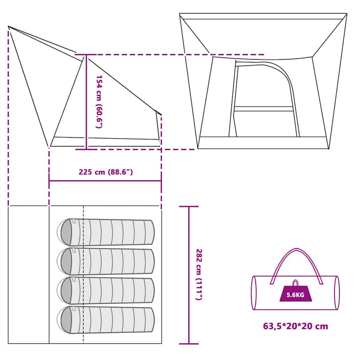 Cort de Camping Verde 282 x 225 x 154 cm Poliester - WALTI WALTI