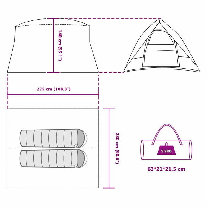 Cort de Camping Gri și portocaliu 275 x 230 x 140 cm Poliester - WALTI WALTI