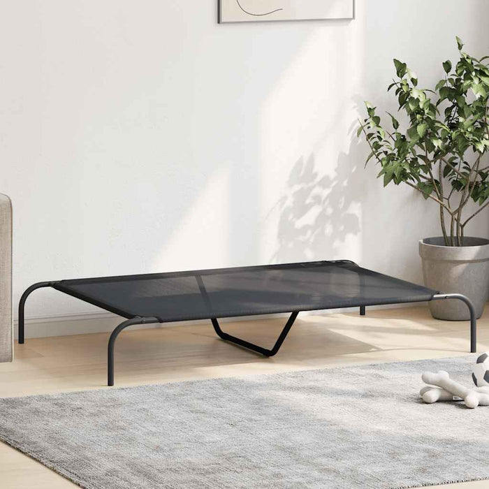 Pat înălțat pentru câini negru 130x80x20 cm Textilenă și oțel - WALTI WALTI