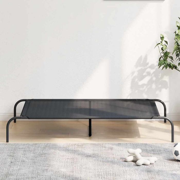 Pat înălțat pentru câini negru 130x80x20 cm Textilenă și oțel - WALTI WALTI