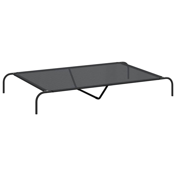 Pat înălțat pentru câini negru 150x90x20 cm Textilenă și oțel WALTI