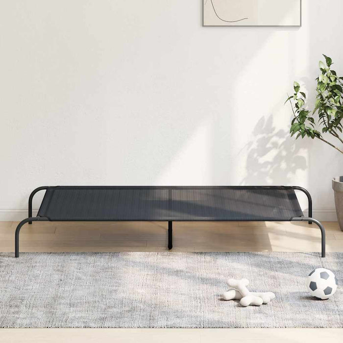 Pat înălțat pentru câini negru 150x90x20 cm Textilenă și oțel WALTI