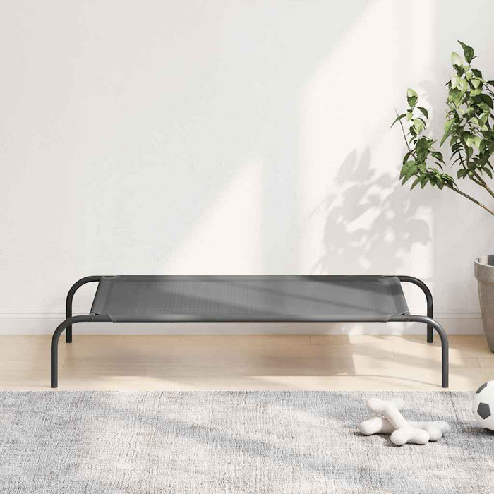 Pat înălțat pentru câini gri 110x65x20 cm Textilenă și oțel WALTI
